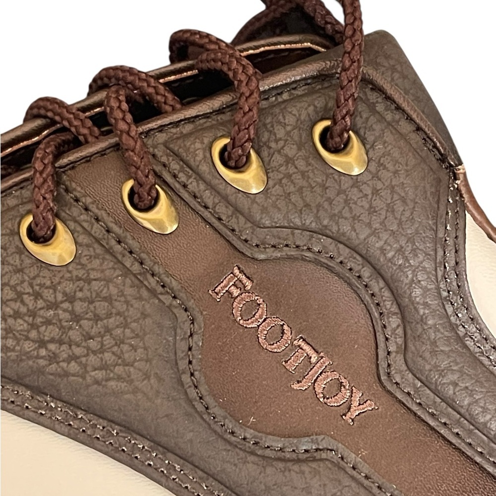 FooJoy Golf white/brown shoes Green Joys Spiked men size 10M - Picture 11 of 16